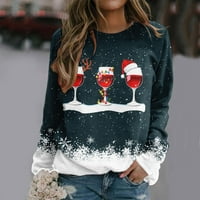 Aktivne kapuljače Ženske božićne tiskarske dukserice Top gals dugih rukava dugih rukava Ležerne prilike pulover temperament bluza