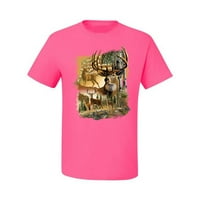 Divlji Bobby, jelena u planinama Patriotska američka zastava lov životinja ljubavnika Muška grafička majica, Neon Pink, 2xl