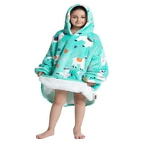 Blotona Porodica podudaranje dukserice pokrivač kapuljača Nosivi pokrivač reverzibilni prevelici Pajamas roditelj-dijete Premium Sherpa pokrivač kapuljača