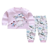 Leuncero Toddler Dvije odjeće PJS noćna odjeća Ležerne prilike za crtane crtane pidžame postavlja zrakoplovna elastična struka Spavaće odjeće Mačke