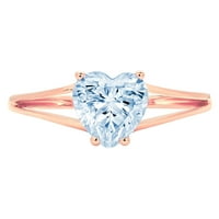 1.0ct srce rezano prirodno švicarski plavi topaz 18k ruža zlatna godišnjica ružičastog angažovanog prstena