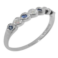 Britanci izrađeni sterling srebrni prsten s prirodnim opal i safir ženskim vječnim prstenom - Opcije veličine - veličina 11.25