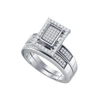 10k bijelo zlato okruglo Diamond Bridal Wedding Ring Set CTTW