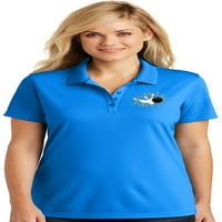 Ženski pad kuglanja PINS-a od Polo košulje za vlagu, 4xl obalna plava