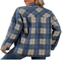 Bomotoo ženski gumb niz casual majice jakne rever vrat labava tunika košulja radna jednostruka pletene vrhove plave s