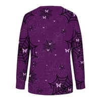 Halloween majice za žene s dugim rukavima Horror Horror Top Scary Halloween Kostimi Jesen Dukseri za žene Purple XL