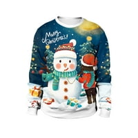 Mafytytpr Muška majica ispod $ velika i visoka božićna odjeća casual labav vrhovi Božićni dan dugih rukava sa okruglim vratom