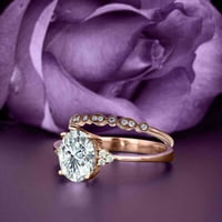 Zasljepljujući minimalistički 2. karat ovalni rez dijamantski prsten za angažman, klasični vjenčani prsten, jedan odgovarajući pojas u 10K čvrstog ruža zlata, poklon za Loveria, Obećaj prsten, Obećaj prsten, Obećaj Poklon