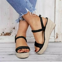 Miayilima Crne sandale Žene Čvrste ženske cipele Ležerne modne kopče Roman za žene Sandale Sandale klinove