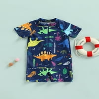Jaweiwi Toddler Kids Boys Jednodijelni kupaći kostim, ljeto kratki rukav Crtani životinja Zaštita od sunca za zaštitu od sunca Romper kupaći odijelo 2T 3T 4T 5T