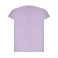 Fengqque plus veličina bluza za ženske dužine lakta labavo fit bluza vrpce obrezane rukave LEAT V-izrez pamuk linija labava bluza za bluzu ljubičasta