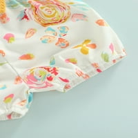 Binweede djevojke ljetne odjeće, majica s kratkim rukavima od pune boje + cvjetne hlače + hlače + trake za glavu