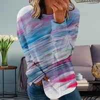 Plus veličine za žene duksevi Fall Modni casual crewneck dugi rukav pulover Stripe Side Split tanke bluze