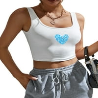Avamo Women T majice obrezane ljetne top srčane tiskovine od tiskanih vrhova za odmor Cami Prozračiva Camisole Bijeli XS