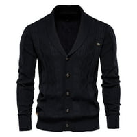 Lydiaunistar vrijeme i Tru Plus Veličina za muškarce Modni džemper Cardigan Solid Color rever Pletene jakne Black XL