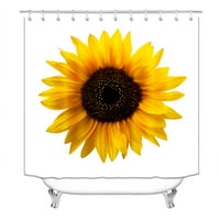 Suncokret za zavjese sa tušem SC Moderan veliki cvjetni ispis žuta latica cvijeća bijela tkanina od