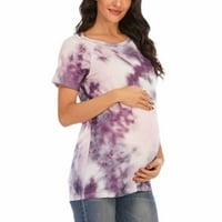 Lovskoo košulje za dojenje za žene Ljeto starački vrhovi trudnice čvrste okrugle vrata s kratkim rukavima