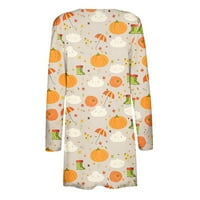 MLQIDK Halloween Cardigan za žene Lagana otvorena prednja Ležerna Drape Dustners Dugi rukav Klint Halloween