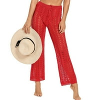 Klirens zrakoplova Slim Fit ženska sredina boja modna casual izleti na plaži pune dužine hlače traperice crvene l