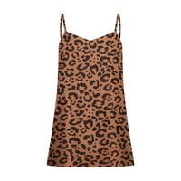 Leopard tenkovi za žene Ljetne majice Cvjetni labavi fit bluze okrugli vrat Trendi tunika Ležerne prilike Brown XXXXL