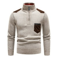 HFYIHGF MENS Džemper jesen zima redovno fit dovito vrat Polo pulover s dugim rukavima četvrt-zip džemperi