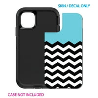 Distinconknk Custom Custom Decal Kompatibilan s OTTERBO Defender za iPhone Pro - Crni bijeli plavi Chevron