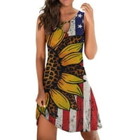 Adviicd ljetne haljine za ženska američka zastava duga kauzalna haljina patriotsko tiskana duga haljina
