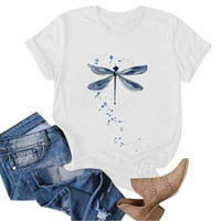 Majice za žene Loase Fit Graphic Trendy Ljetni vrhovi Jednostavni cvjetni tisak kratkih rukava s o vratom