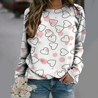 Valentine's Dnevna majica Žene Vole Heart Grafički tees Funny uzorak Ispis dugih rukava majice za djevojku