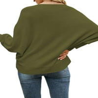 Pulover Glonme V za žene dame pletene rub džemper od labavog zimskog toplog skakača Green M