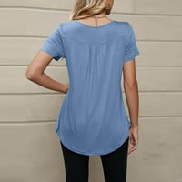 Ženske vrhove Jednobojna košulja s jednom grudima plus veličine za žene svijetlo plava L