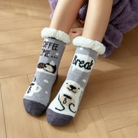 Qazqa ženski božićni crtani kat čarape zgušnjavaju tople neklizajuće čarape za spavanje papuče