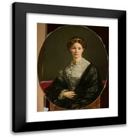 Adalbert Begas Black Modern Framed Museum Art Print pod nazivom - Portret dame u čipkornom šal