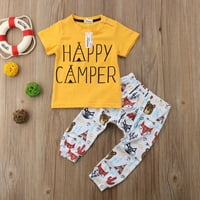 TODDLER Kids Boys Happy Camper Tops Majica + crtane ispisane hlače Outfit postavi dječja odjeća