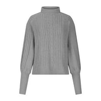 Modni puloni pleteni pleteni džemper za žene casual labav posao vrhovi turtleneck dugih rukava Trendi
