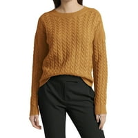 Ženska zimska modna modna čvrsta boja Chunky pleteni džemper s dugim rukavima