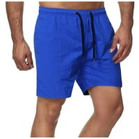 Opuštene hlače za muškarce čišćenje modne mane čvrsti elastični struk usred struka labavi džepovi zavoj kratke hlače blijede plave 14