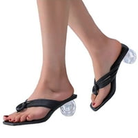 Ljetne sandale Dame Ljeto Moda Jednostavna elegantna četverna boja sfernom petom kopča Velike veličine papuče za žene Crna veličina 6,5