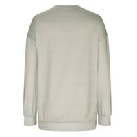 Žene dugih rukava Crewneck Dukseri Retro Print Casual Comfy pulover Lagane majice Bluze pada odjeću