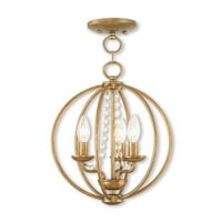 Mini lusteri Svjetlo sa čeličnim bubnjem starinskim zlatnim listom u vati - svijet kristala
