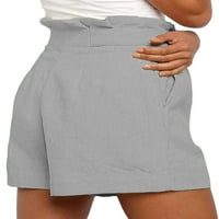 Dame Gumb Shorts Basic Lounge Kratke hlače Ravne noge Ruched Ljetne dno Mini pantalone