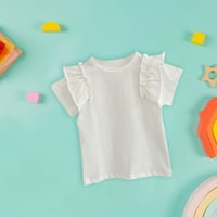 Bjutir Djevojke dječje djece Dječje ljetne majice kratki rukav okrugli vrat Čvrsta boja Ležerni za 12 mjeseci