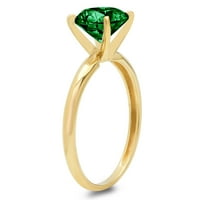 1ct okrugli rez zeleni simulirani smaragd 18k žuti zlatni angažman za angažman prsten veličine 3,75