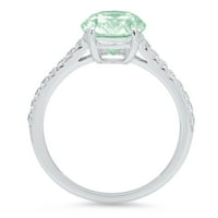 2.21ct ovalni rez zeleni simulirani dijamant 14k Bijelo zlato Graviranje Izjava bridalne godišnjice