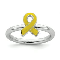 Sterling Srebrna žuta emajlana podizana podizanja trake prstena 10 Veličina odbojnih likovnih nakita Idealni pokloni za žene Poklon iz srca