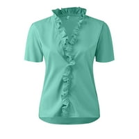 Ženski vrhovi Grafički printova kratkih rukava Bluza Casual Women Fashion Henley Tshirts Green 3xl
