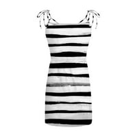 Entyinea Žene Ljetne haljine Modni ispisani podesivi struk Strappy haljina s džepovima crna l