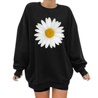 SNGXGN Womens casual crewneck duksev boja Block Crewneck Dukseri ženske dukseve, crna, veličine l