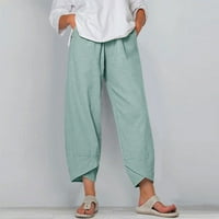 Gathrrgyp hlače za žene, ženski ravni nog borap se pružanje rastegnutim hlačem, ženske casual pantalone labave solidne elastične struke duge hlače sa džepom