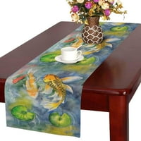 Akvarel tri šarana Koi riba i ljiljani slikanje stol za trkač Početna Dekor za kućnu kuhinju Blagovaonica